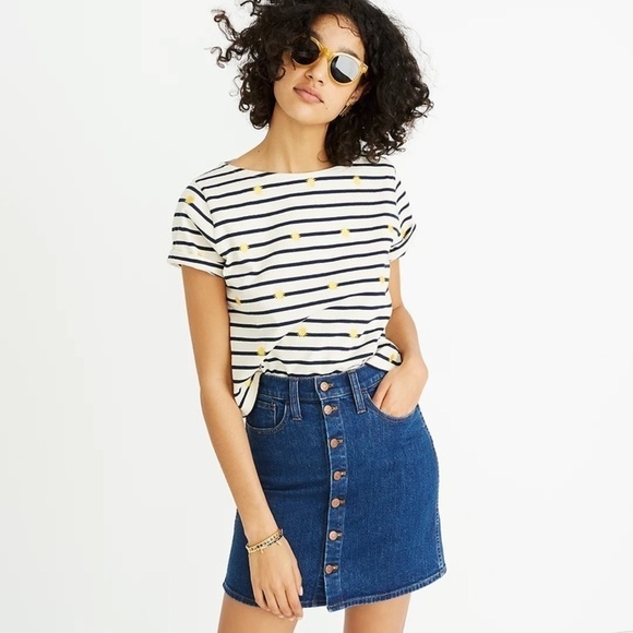 Madewell Stretch Denim Straight Mini Skirt in Arroyo Wash: Button-Front Edition - Picture 1 of 7